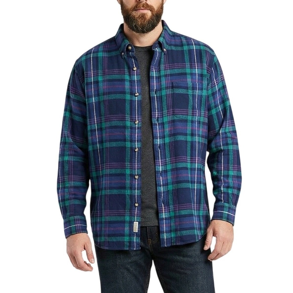 Vintage Gant Salty Dog Shirt Mens L Blue Plaid Flannel Button Down 90s‎ Casual